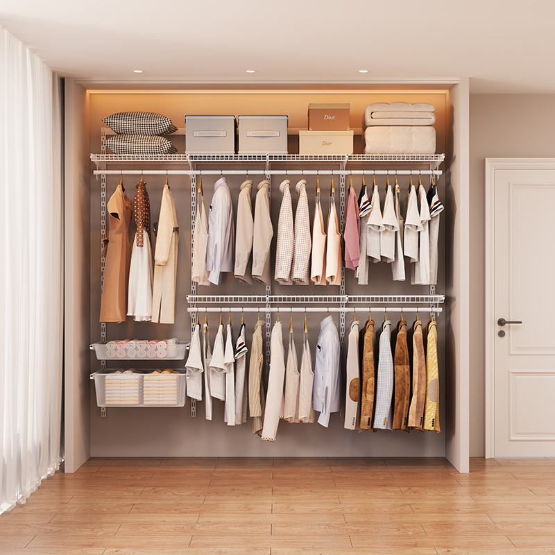 2.2米金属衣柜开放式步入式走入式衣帽间钢制衣柜框架现货套装