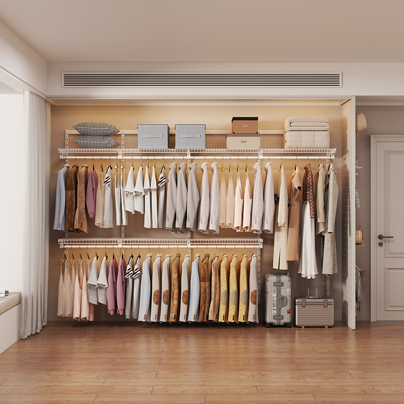 工厂批发2.9米威能金属砌墙衣柜ding制环保衣帽间0甲醛开放式衣柜